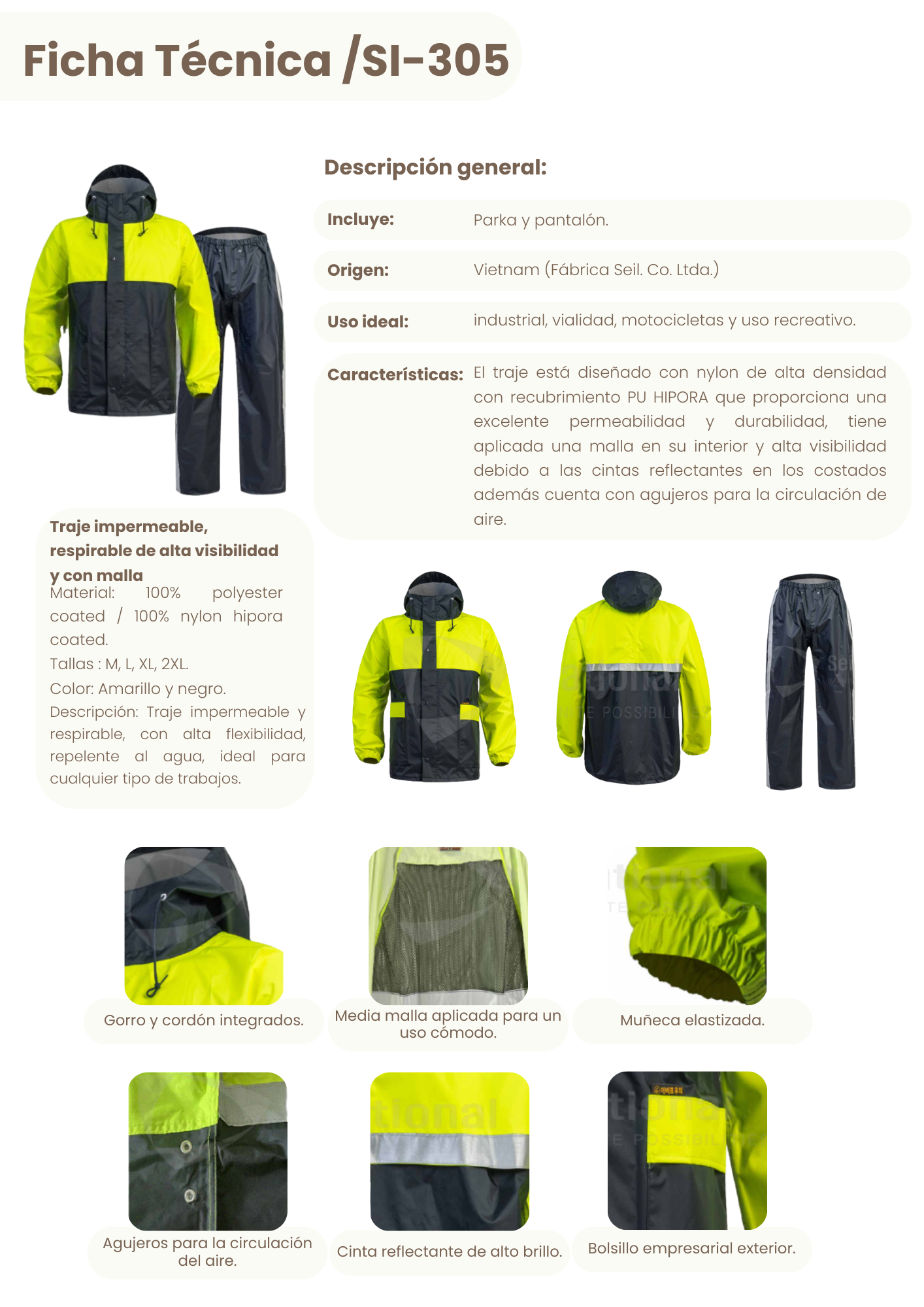 Chaqueta Impermeable SI-305 + ¡Pantalón de regalo!