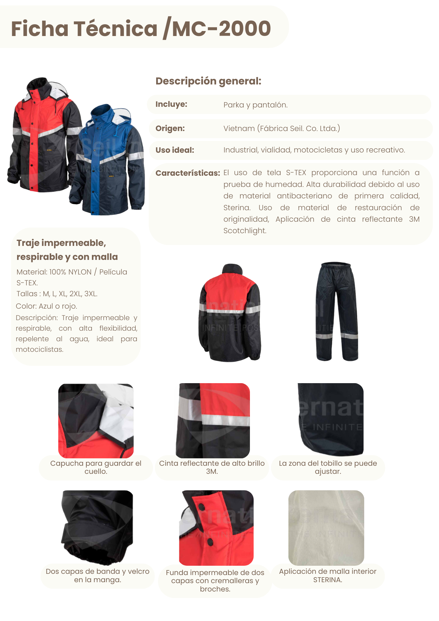 Chaqueta impermeable MC-2000N + ¡pantalón de regalo!